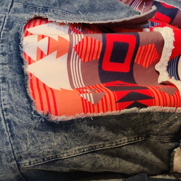 Loragal Women's Mixed Patchwork and Denim Aztec Print Coat NWT Size 3XL - Picture 6 of 12